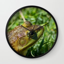 Green Frog closeup Wall Clock