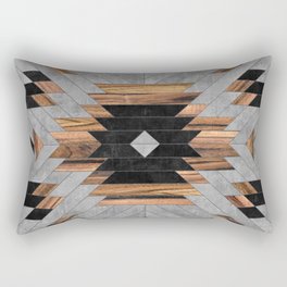 Urban Tribal Pattern No.6 - Aztec - Concrete and Wood Rectangular Pillow