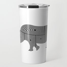 rhinoceros in abstract style with black and white lines Travel Mug