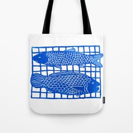 Grilled Fish: Blue Tote Bag