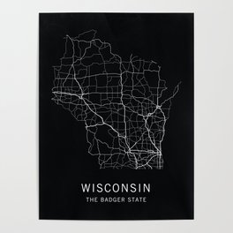 Wisconsin State Road Map Poster