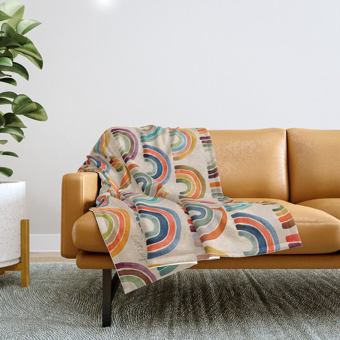 Rainbow Watercolor – Retro Palette Throw Blanket