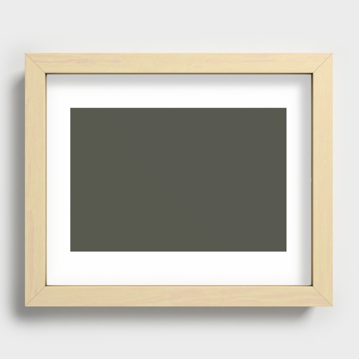 Dark Green-Brown Solid Color Pantone Deep Depths 19-0413 TCX Shades of Green Hues Recessed Framed Print