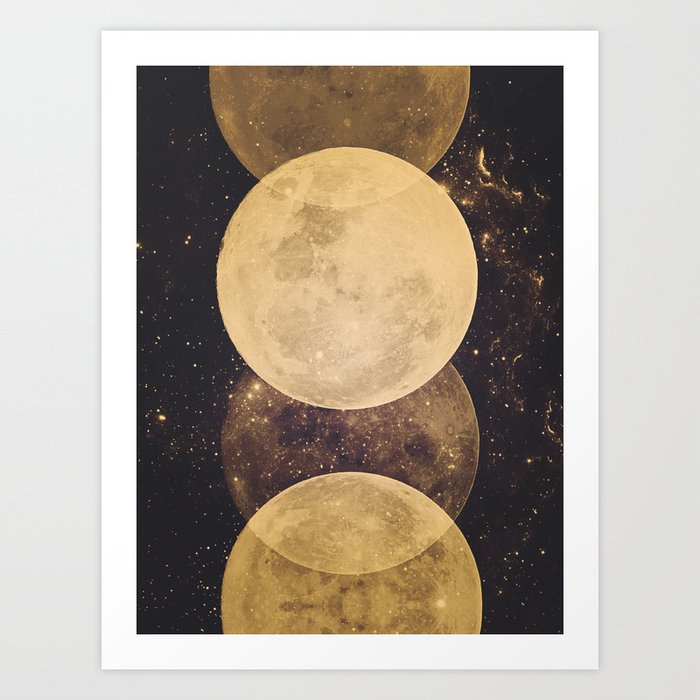 Gold Moon Phases Art Print