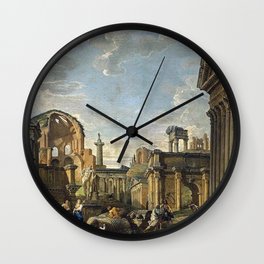 Giovanni Paolo Panini - Architectural Capriccio Wall Clock