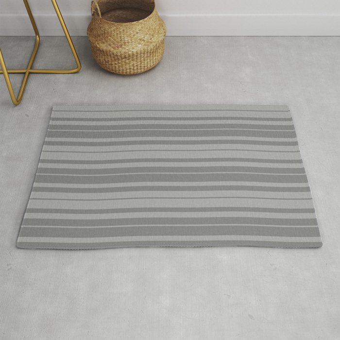 Dark Gray and Grey Colored Lined/Striped Pattern Rug