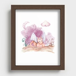 Water painting of a resting dragon Recessed Framed Print