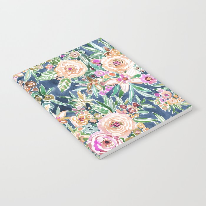 Navy MAUI MINDSET Colorful Tropical Floral Notebook