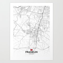 Franklin, Tennessee, United States - Light City Map Art Print