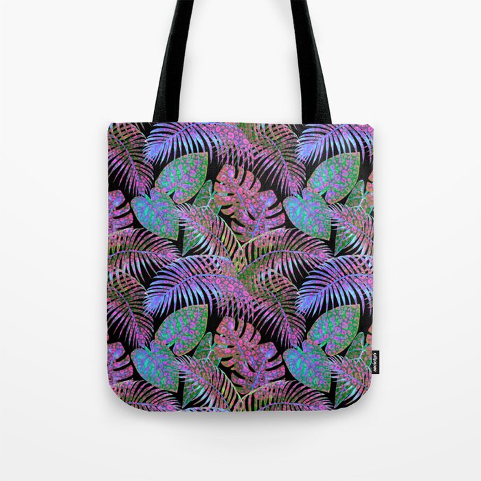 Tropical Hidden Cheetah Prints Palm Leaves Tote Bag