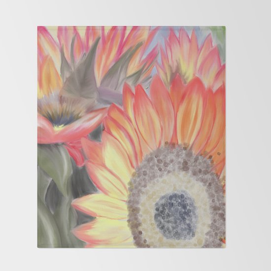 Fall Sunflowers Throw Blanket
