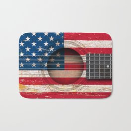 Old Vintage Acoustic Guitar with American Flag Bath Mat | Americanflag, American, Acousticguitar, Americanguitar, Oldacousticguitar, Graphicdesign, Oldglory, Musician, America, Guitar 