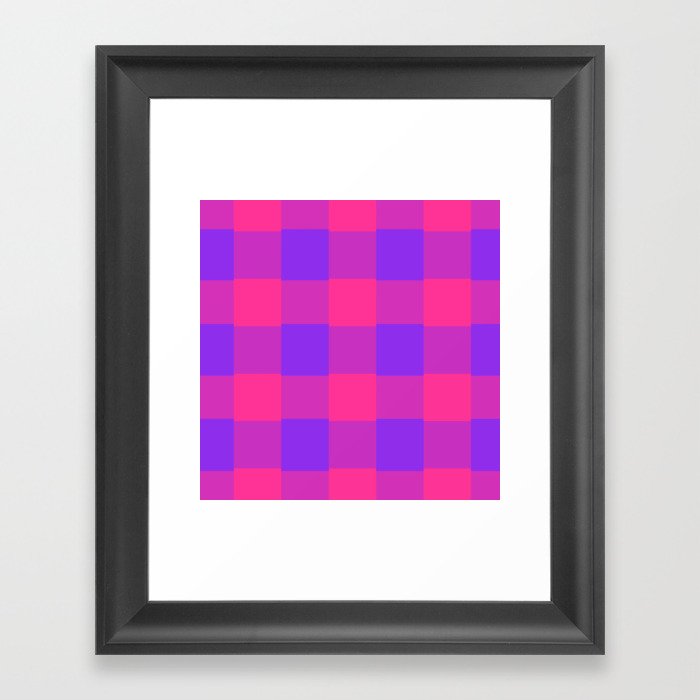 Checkered - Colorful Abstract Retro Pattern in Pink and Purple Framed Art Print