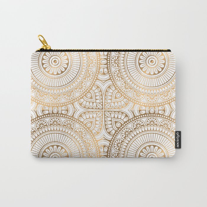 Mandala Gold Pattern Illustration With White Shimmer Carry-All Pouch