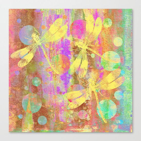 A Dragonflies and Dots Canvas Print