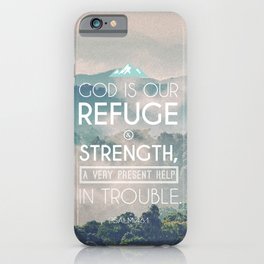 Typography Motivational Christian Bible Verses Poster - Psalm 46:1 iPhone Case