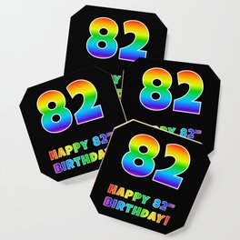 [ Thumbnail: HAPPY 82ND BIRTHDAY - Multicolored Rainbow Spectrum Gradient Coaster ]