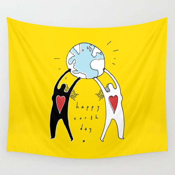 Happy Earth Day Wall Tapestry