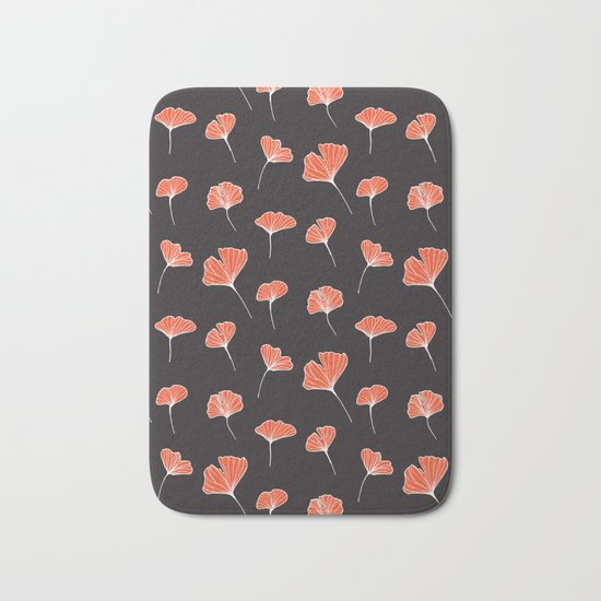 Ginkgo Biloba Leaves Pattern Dark #society6 #decor #buyart Bath Mat