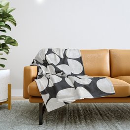 Black and white contrasting pattern with petals Throw Blanket