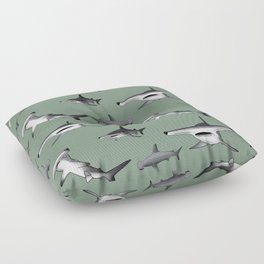 Hammerhead Shark pattern on loden green Floor Pillow