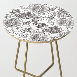 Dark Brown and White Floral Pattern Pairs DE 2022 Trending Color Espresso Macchiato DET680 Side Table
