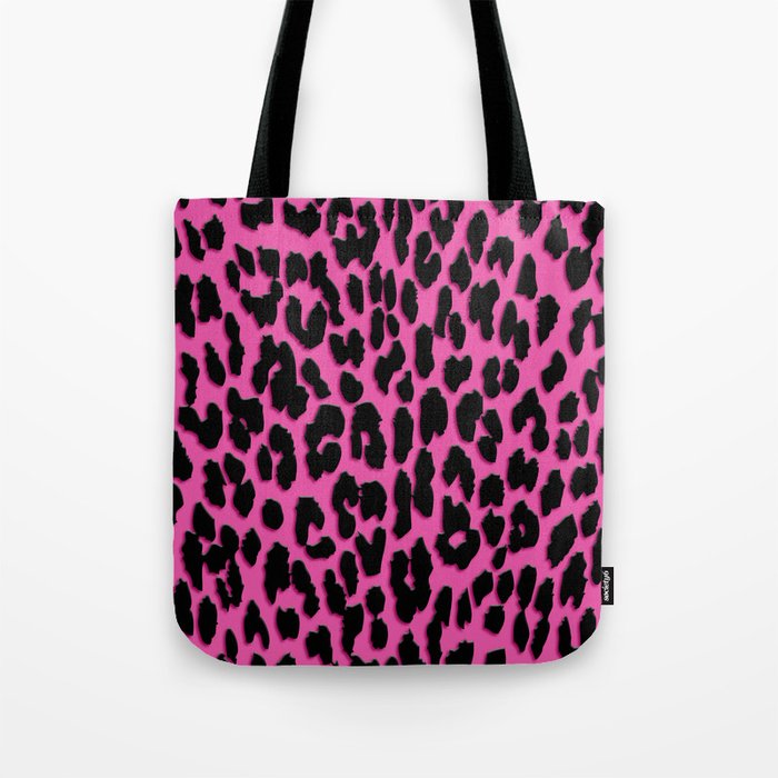 Bright Pink & Black Leopard Print Tote Bag