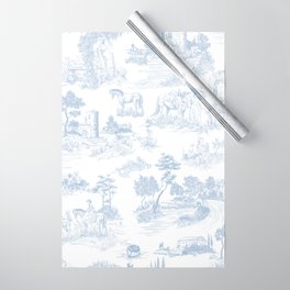 Toile de Jouy Vintage French Soft Baby Blue White Pastoral Pattern Wrapping Paper