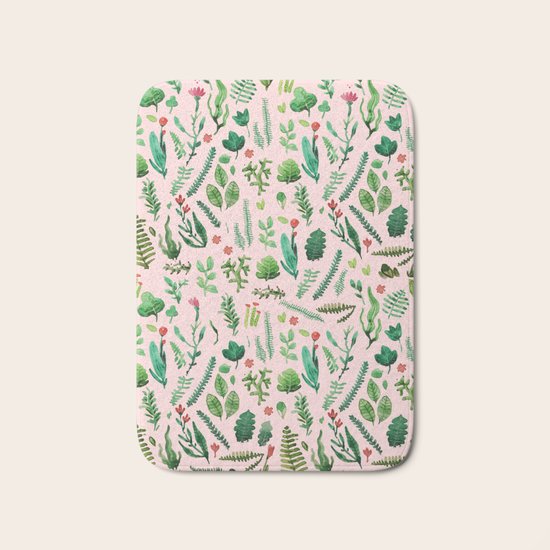 pink garden Bath Mat
