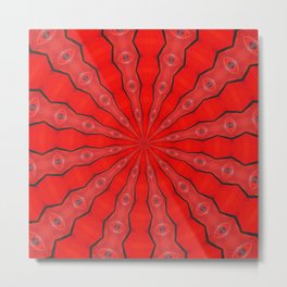 Red and Black Abstract Metal Print | Kaleidoscopic, Seamless, Redandblack, Artistic, Kaleidoscope, Duotone, Abstract, Geometric, Mandala, Pattern 