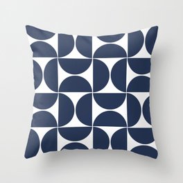 Mid Century Modern Geometric Navy Throw Pillow