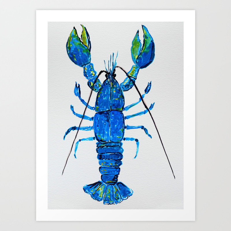 Blue Lobster Wall Art Lobster Bathroom Decor Lobster Crustacean Marine Biology Art Print By Myartspacepr Society6