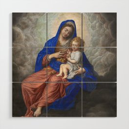 Madonna and Child in Glory - Isaac Oliver Wood Wall Art