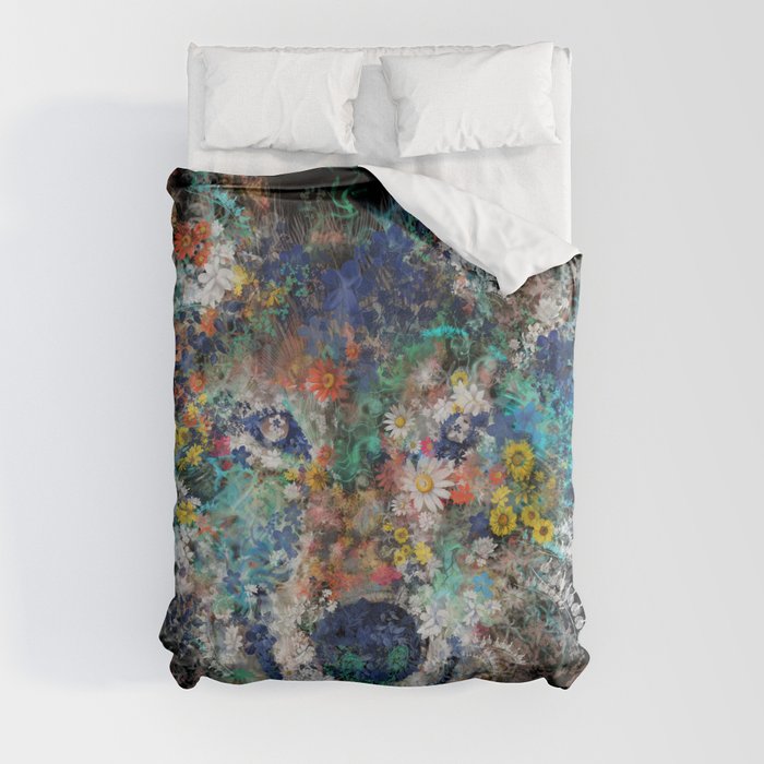 floral animals wolf 2 Duvet Cover