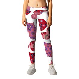 Seamless pattern with hearts with floral ornament Leggings