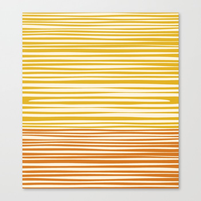 Natural Stripes Modern Minimalist Colour Block Pattern Mustard Orange Ochre Cream Canvas Print