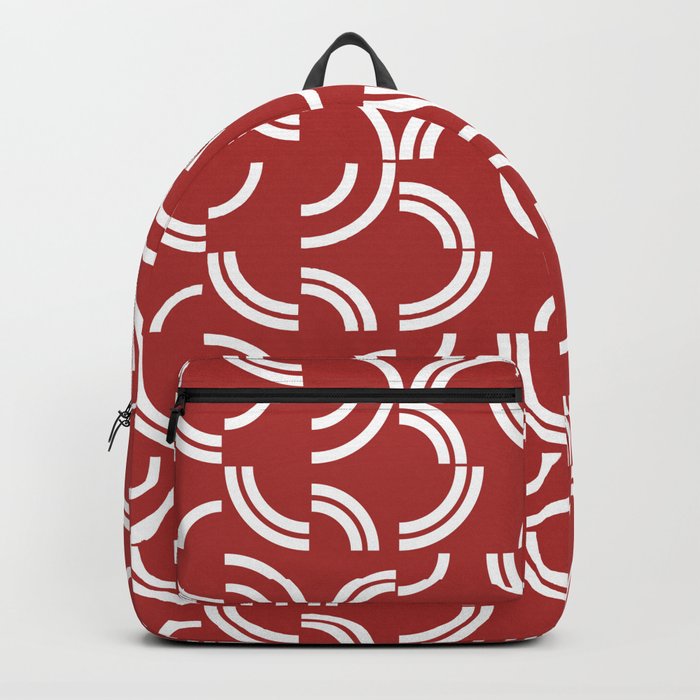 White curves on red background Backpack