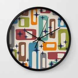 Retro Mid Century Modern Abstract Pattern 224 Atomic Googie Wall Clock