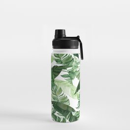 Green leaf watercolor pattern Water Bottle