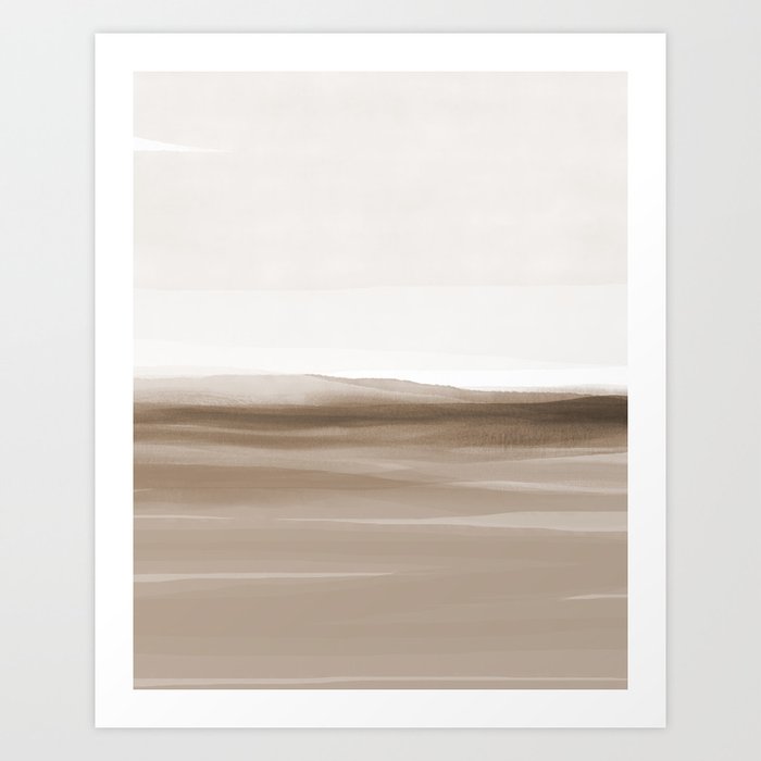 Watercolor Abstract 08 Brown and Beige Landscape Art Print