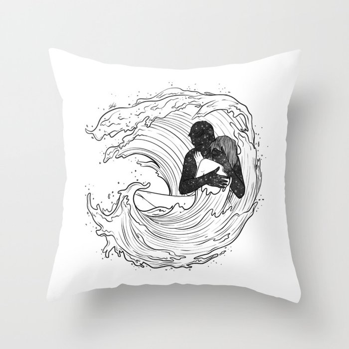 Love through waves. Throw Pillow