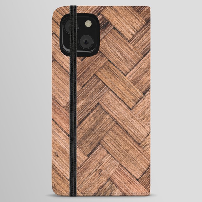 Rustic Woven Wood iPhone Wallet Case