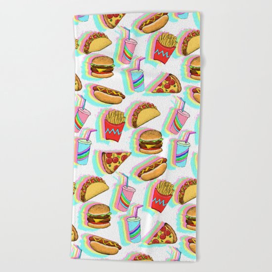 Rainbow Fast Food Beach Towel