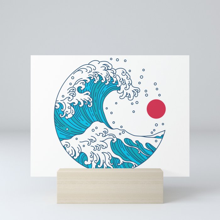 big wave japanese art style Mini Art Print