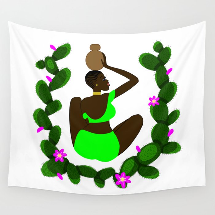 African woman with a vessel Wall Tapestry