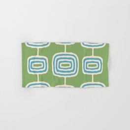 Mid Century Modern Atomic Rings Pattern 143 Blue and Green Hand & Bath Towel