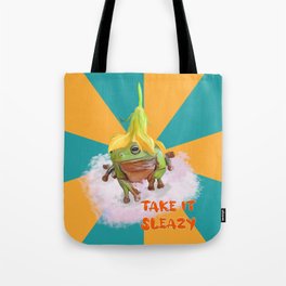 Take it sleazy - cool funny motivational frog Tote Bag