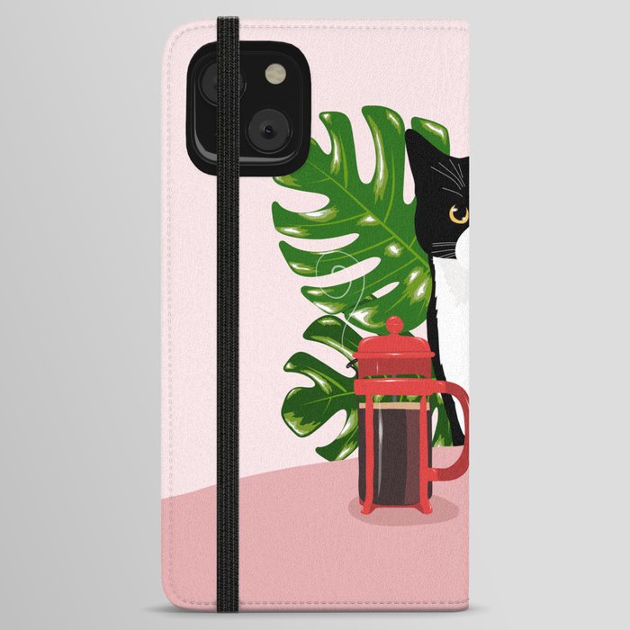 Tuxie Cat and Coffee iPhone Wallet Case