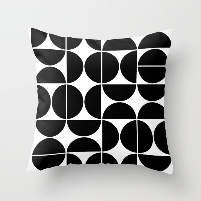 Mid Century Modern Geometric 04 Black Throw Pillow