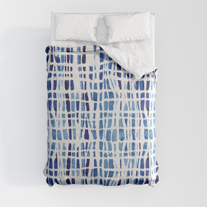Shibori Braid Vivid Indigo Blue and White Comforter